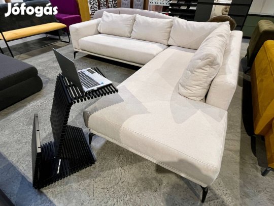 Prémium Új, bézs színű szövet, szuper kényelmes design sarokkanapé, fe