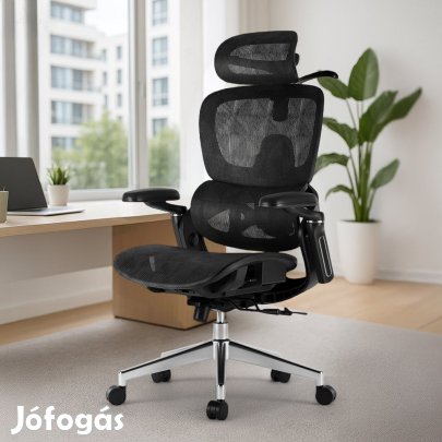 Prémium ergonomikus irodai szék, forgószék, fekete hálós (E05)
