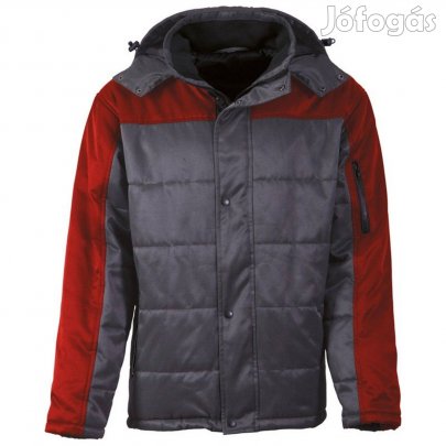 Prémium kabát, sötétszürke-piros