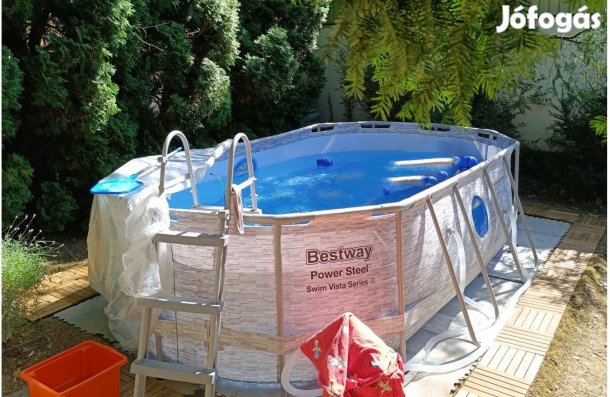Prémium minőségű, Bestway Power Steel vázas kerti medence ablakokkal
