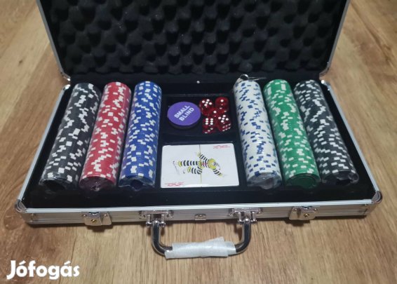 Prémium minőségű poker készlet 300 zsetonnal zárható bőröndben Új