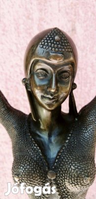 Primadonna. Egzotikus táncosnő szobor Franciaországból, bronz, márvány