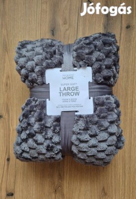 Primark nagy alakú takaró pokróc ágytakaró szürke új A01