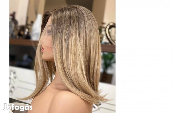 Professzionális, természetes, szőke, hálós (lace) paróka eladó