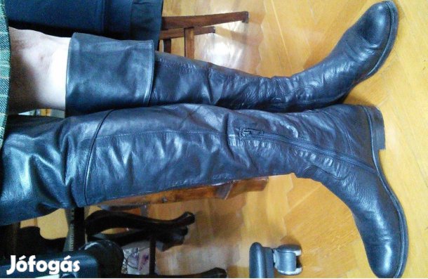 Progetto fekete bőr női térdcsizma csizma 38 hosszúszárú 38-as méret