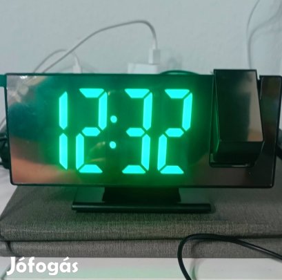 Projektoros tükrös ébresztő LED óra Új!