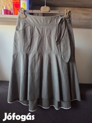 Promod Fodros szoknya Oliva, sötétzöld szín, 38 -as