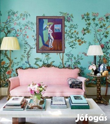 Pucér hölgy napernyővel. Kagyerják Attila Tamás alkotása