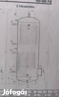 Puffer tartály 1000 literes, hőszigetelt, 2 hőcserélővel