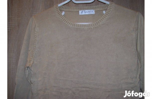 Pulóver, kötött, barna