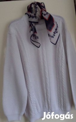 Pulóver női fehér M-es
