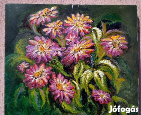 Purple flowers by Sandra, modern impresszionista stílusú feszített ola