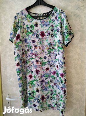 Püspöklila mintás rövid ujjú nyári ruha 46-os