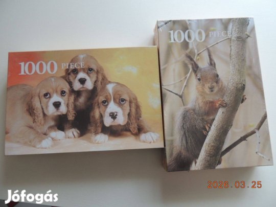 Puzzle 1000 db-os, bontatlan. Kutyás, mókusos