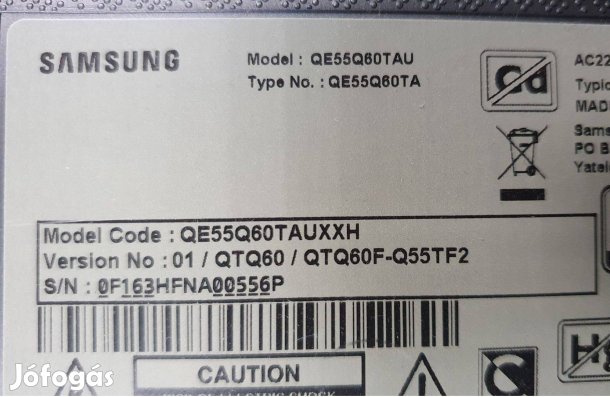 QE55Q60TAU LED tv hibás törött alkartésznek QE55Q60 eladó
