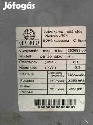 Quadriga 80 literes gáz bojler