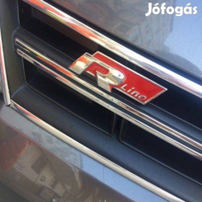 R-Line 3D embléma fém, hűtőrácsba öntapadós Piros és fekete színben