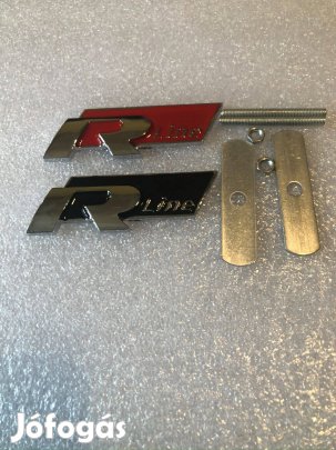 R-Line embléma 3 D fém hűtőrácsba csavaros Piros és fekete szín