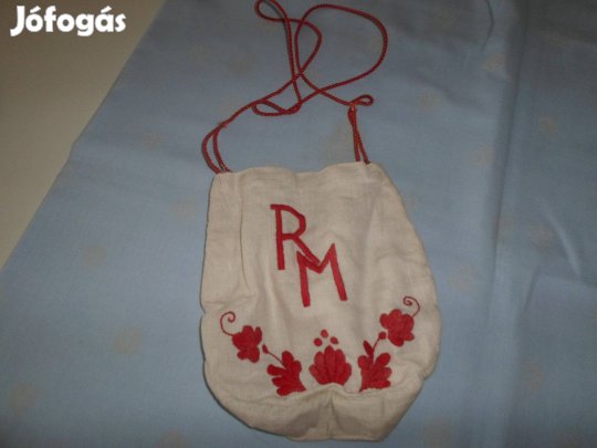 R.M. monogarmos, hímzett vászon tasak