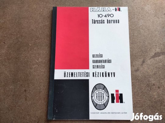 Rába 10-490 tárcsás borona kezelési karbantartási
