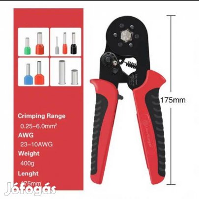 Racsnis 6 préses krimpelőfogó érvéghüvely fogó krimpelő fogó 0,2-6 mm2