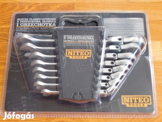 Racsnis villáskulcs 8db 8-19 mm króm-vanádium villás kulcs csuklófejes