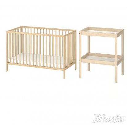 Rácsos kiságy, pelenkázóasztal, pelenkázó lap, lepedő, ágyvédő, matrac