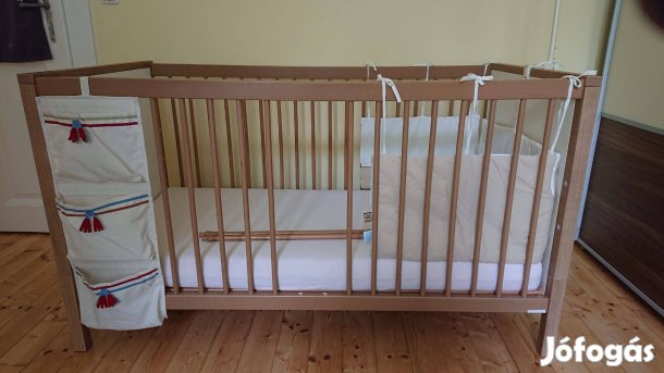 Rácsvédő textil kiságyba, zsebes akasztó kiságyra, baldachin tartó rúd