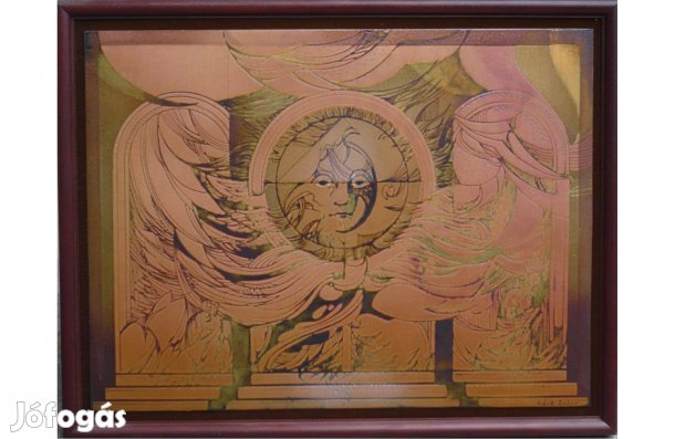 Rácz Gábor - Nap-oltár, tűzzománc falikép, 31 x 41 cm