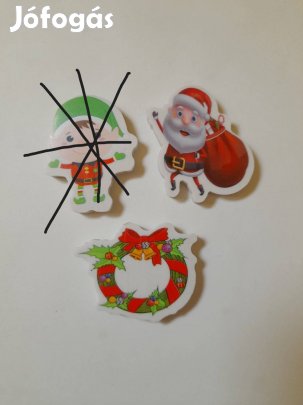 Radírok: 2 féle cuki karácsonyi radír mikulás, koszorú 400ft/db
