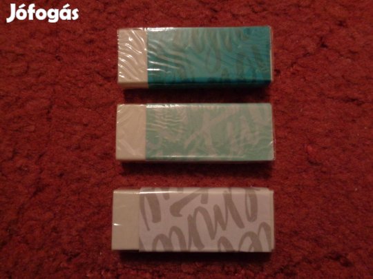 Radírok: 3 féle, 2 kék, egy fehér radír 100ft/db
