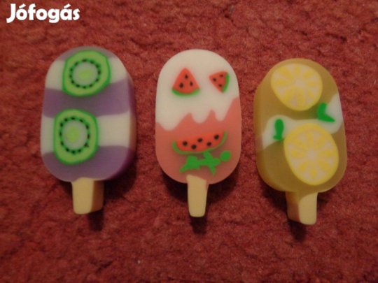 Radírok: 3 féle gyümölcsös fagyi radír, 300ft/db