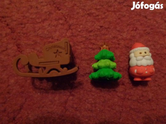 Radírok: 3 féle karácsonyi radír, 500ft/db, szánkó, fenyő, mikulás