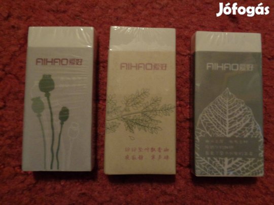 Radírok: 3 féle nagy leveles/virágos radír 300ft/db