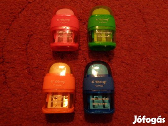 Radírok: 4 db Yalong dobozos radír hegyezővel, 600ft/db