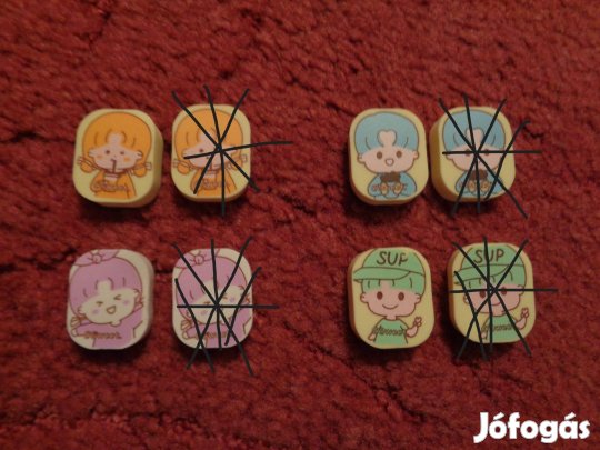 Radírok: 4db radír fiúk-lányok 200ft/db