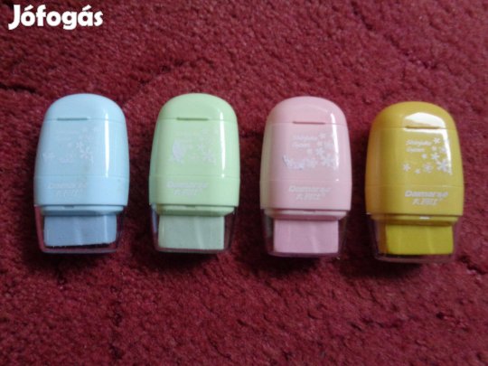 Radírok: 4féle pasztell színű radír dobozban, hegyezőkkel 600ft/db