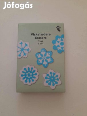 Radírok: 5 db hópehely radír dobozában