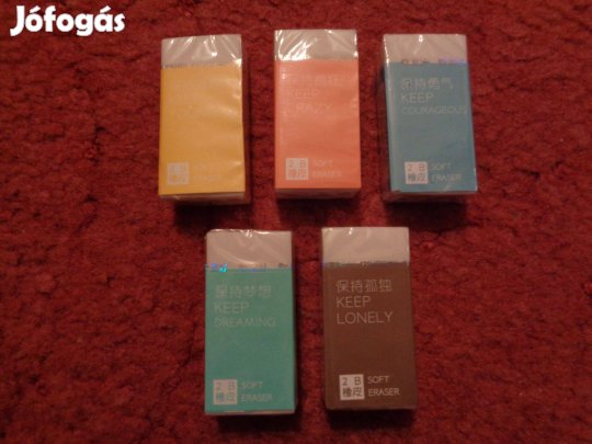 Radírok: 5 féle 2B soft eraser radír, 100ft/db