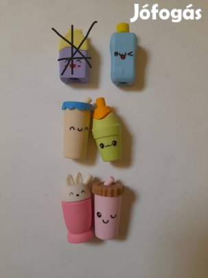 Radírok: 5 féle cuki pohár doboz radír 500ft/db