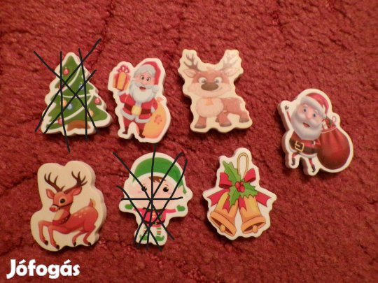 Radírok: 5 féle karácsonyi radír 300ft/db