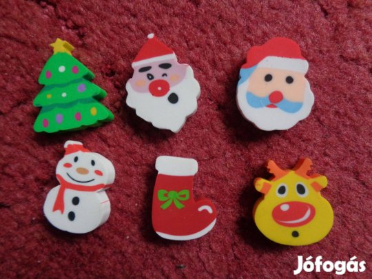 Radírok: 6 féle mikulás és karácsonyi radír 300ft/db
