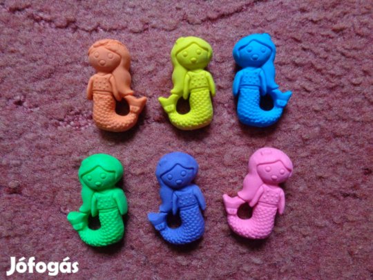 Radírok: 6 féle sellő radír 400ft/db