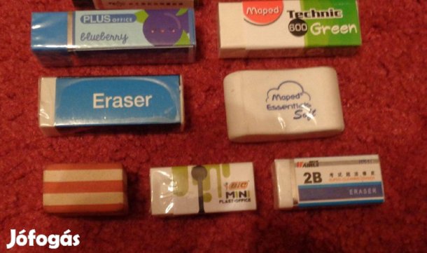 Radírok: 7féle radír Maped, Bic stb 100ft/db