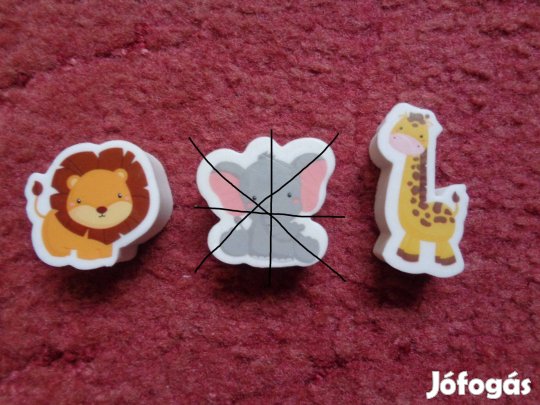 Radírok: Oroszlán, zsiráf radír 300ft/db