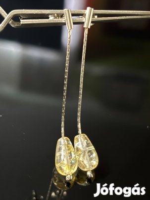 Ragyogó ezüst fülbevaló pár, Citrin kővel