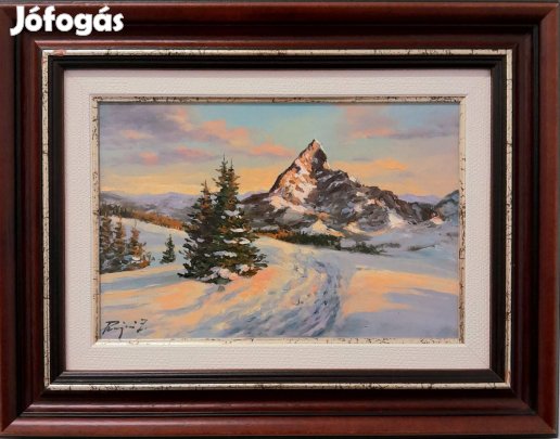 Rajczi Zoltán festmény, 20x30 cm , kerettel: 30x40 cm