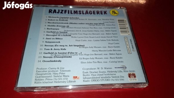 Rajzfilm Slágerek 5. Cd Origó Stúdió 1997