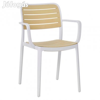 Rakásolható szék, fehér/bézs, KARDOS TYP 2