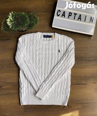 Ralph lauren fehér cable knit kötött pulóver